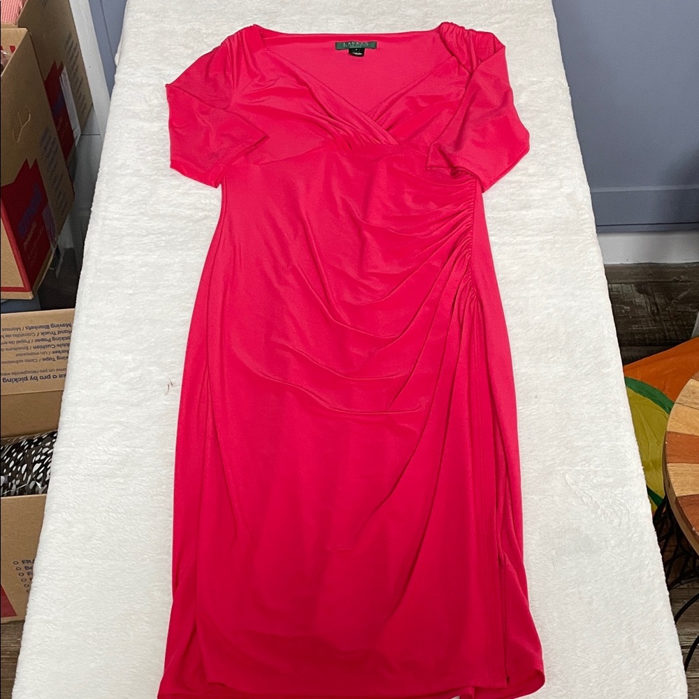 Lauren Ralph Lauren Vibrant Pink Midi Dress